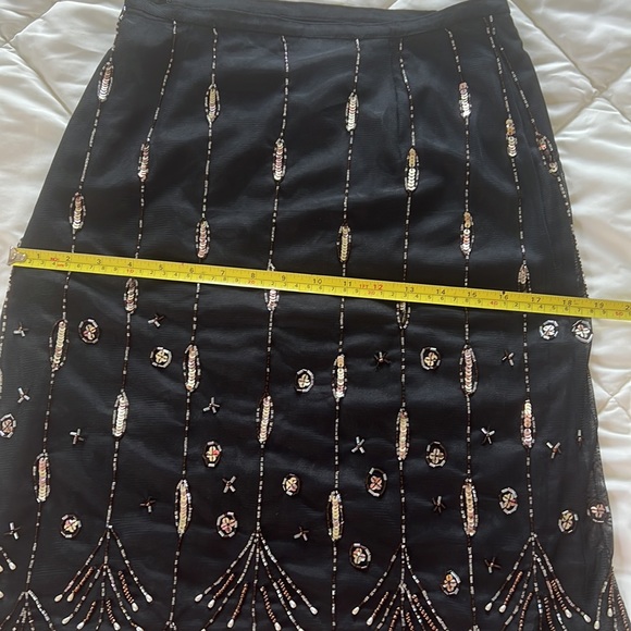 Vintage French style high waist Black goldbeaded sequined formal skirt waist 26” - Picture 5 of 9